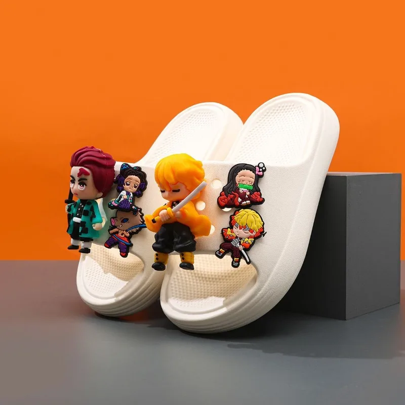 

Demon Slayer Animation Kawaii Peripheral Tanjiro My Wife Zenitsu Children's Slippers Cute Cartoon Indoor Home Non-Slip Sandals