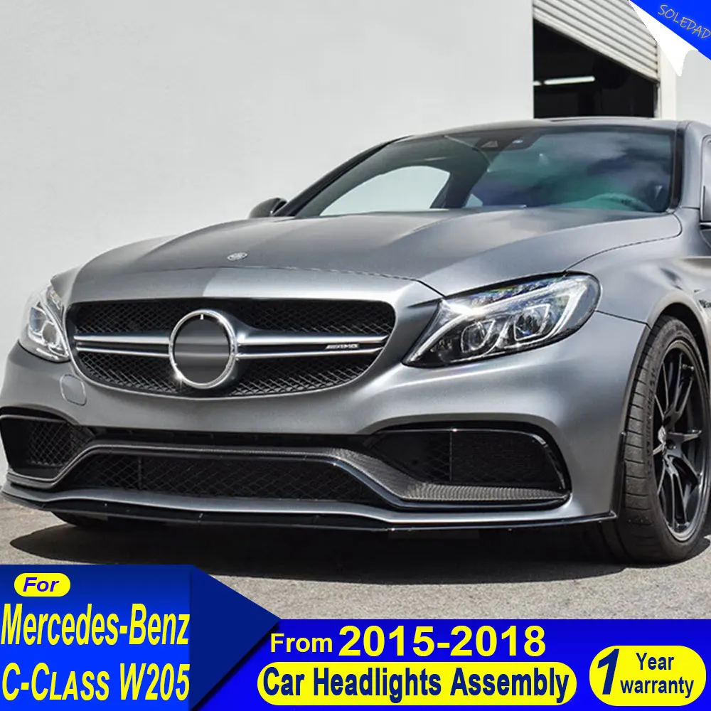 Car LED Headlights For Mercedes-Benz C class W205 2015-2021 US EU Version LED Auto Headlamp Assembly Projector Lens Accessories