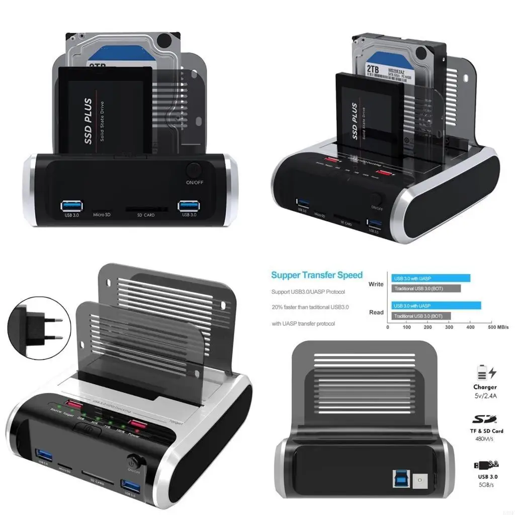 

896F 2-bay Hard Drive Docking Station USB3.0 To Hard Drive Dock