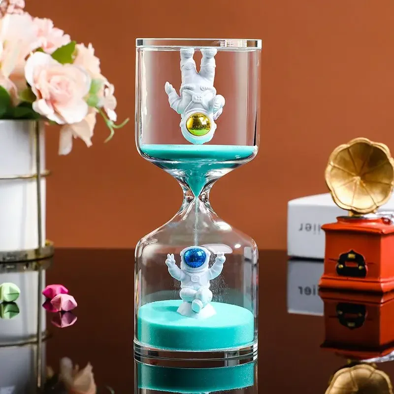 New 5/10/30/60 Min Creative Astronaut Sand Clock Hourglass Timer Transparent Glass Gifts As Delicate Home Decorations Pendant