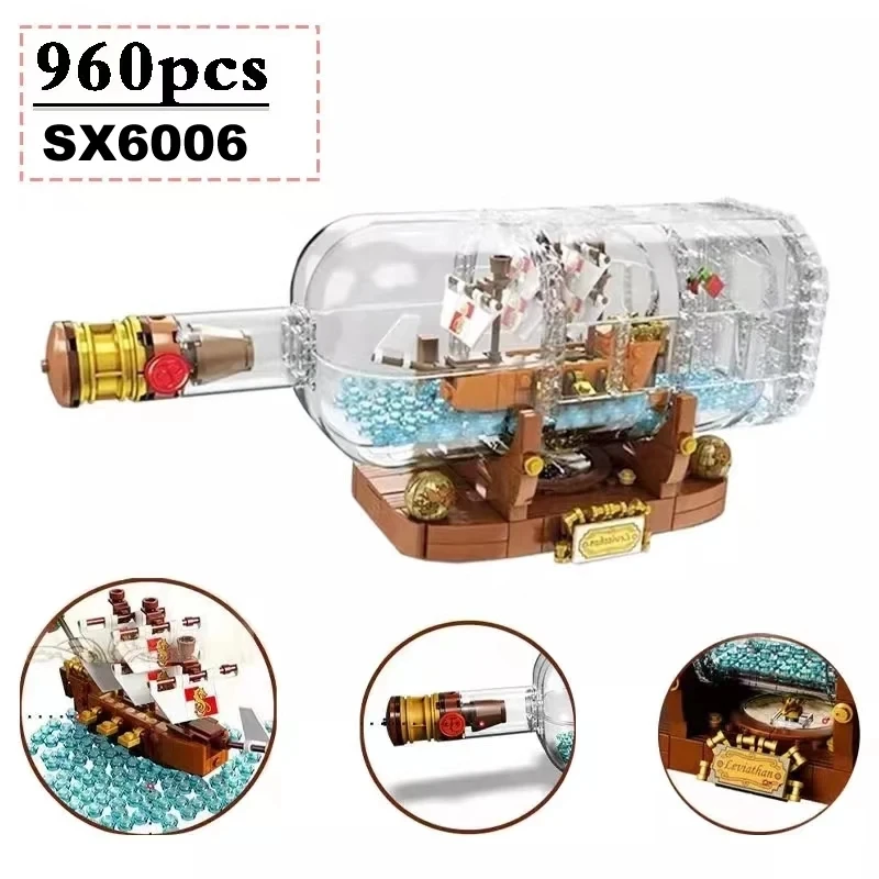 21313 Classic Moc Model Ideas Bottle Drifting Boats Building Blocks Compatible 92177 Action Educational For Child Kid Gift Toys