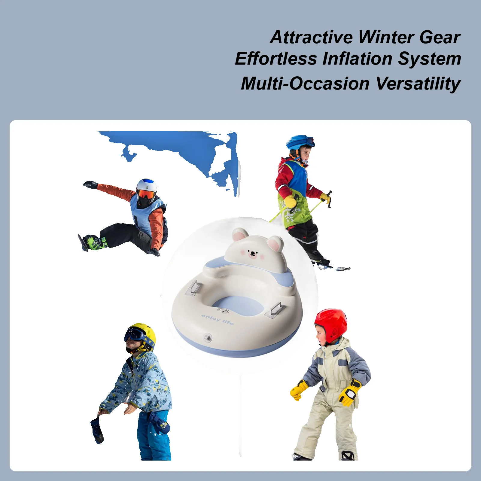 الأطفال أنبوب الثلج لعوب نفخ لعبة الزلاجات مع مقابض تفجير زلاجات الثلج لحديقة الفناء الخلفي بارك ملعب الحديقة