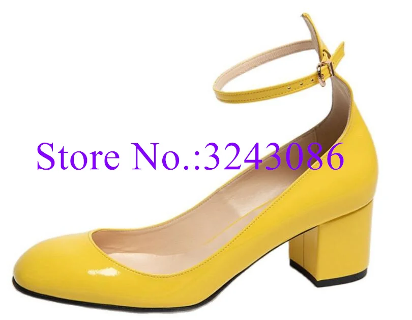 New Round Toe Chunky Heel donna décolleté Fashion Buckle Strap tacchi alti scarpe Lady Large Size Office Dress Shoes Dropship