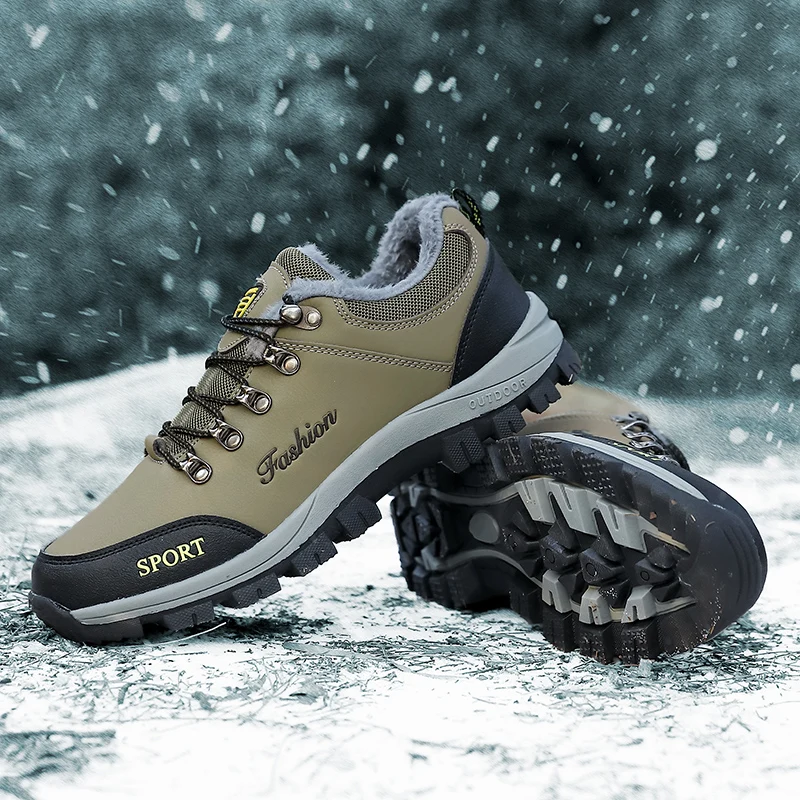 Men's Mountaineering Shoes 2024 Waterproof Winter Snowy Hiking Flat Shoes Original Men's Sports Anti Slip and Warm Outdoor Shoes