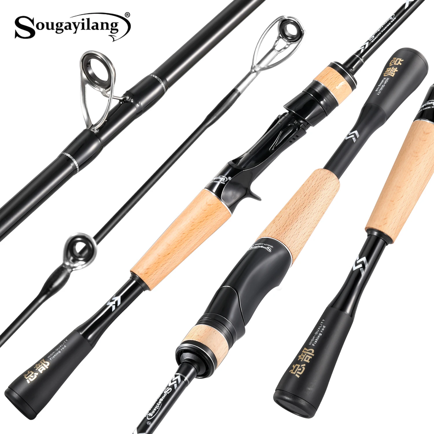 Sougayilang Caña Spinning Carbono – Viaje, mango madera y ligera