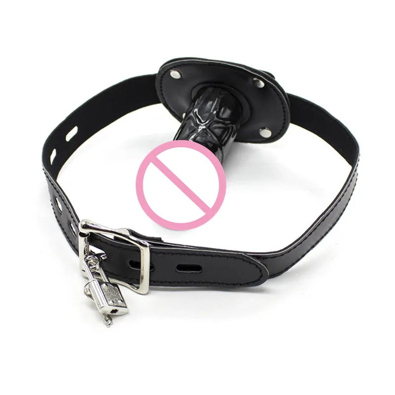 Two Size Penis Locking Mouth Gag Blow Job Training BDSM Gag Bondage Harness Sex Adult Supplies Products Fetish Women Men Toys