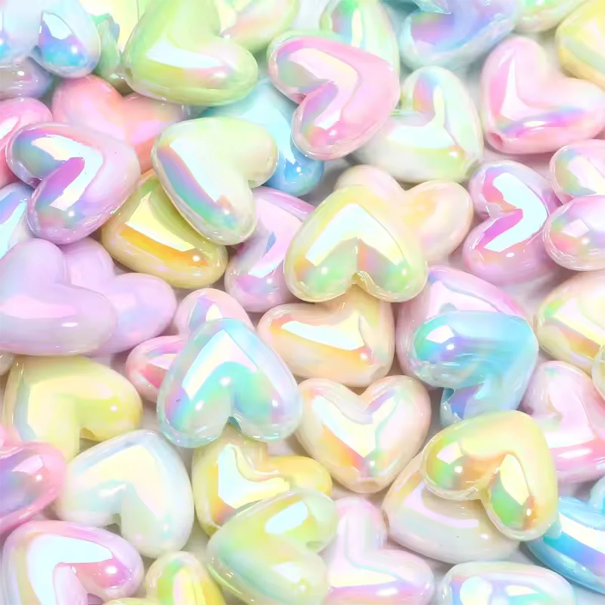 Perles d'espacement en forme de cœur Macarons, 15x17mm, 10/30 pièces, perles acryliques brillantes en forme de cœur pour la fabrication de bijoux, bracelets, colliers, boucles d'oreilles, DIY