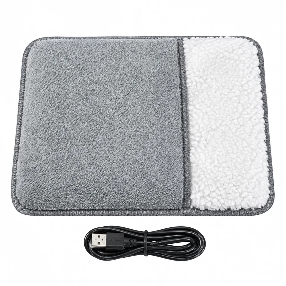 Winter Electric Foot Heating Pad USB Charging Soft Plush Washable Foot Warmer Heater Improve Sleeping Household Foot Warming Mat image 6