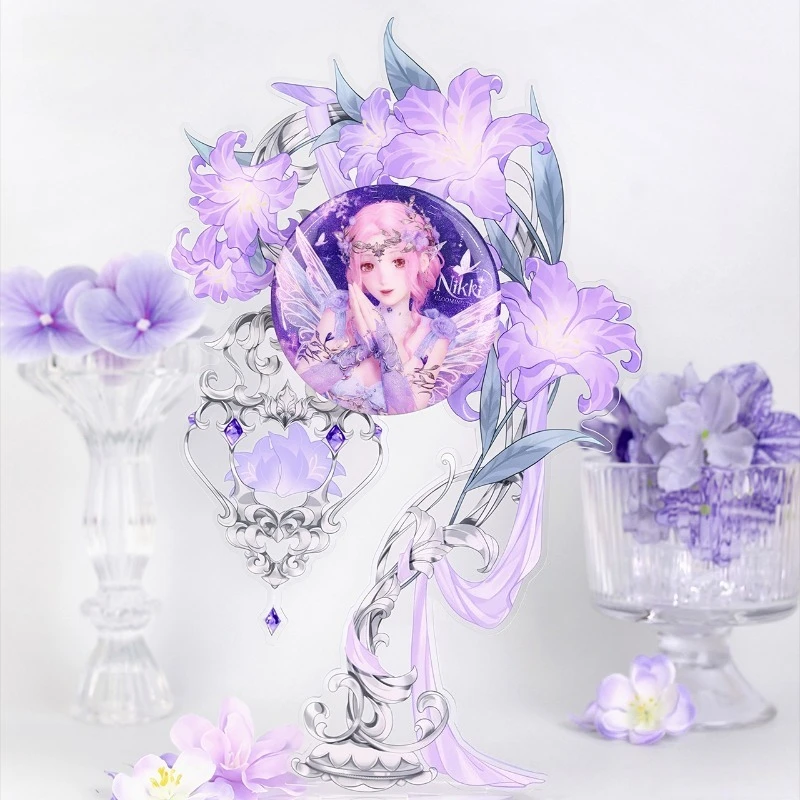 Dreamy Lily Magnetic Badge Display Stand, Floral Pattern Acrylic Pin Holder, Desk Decor for Anime Kpop Collectibles Showcase