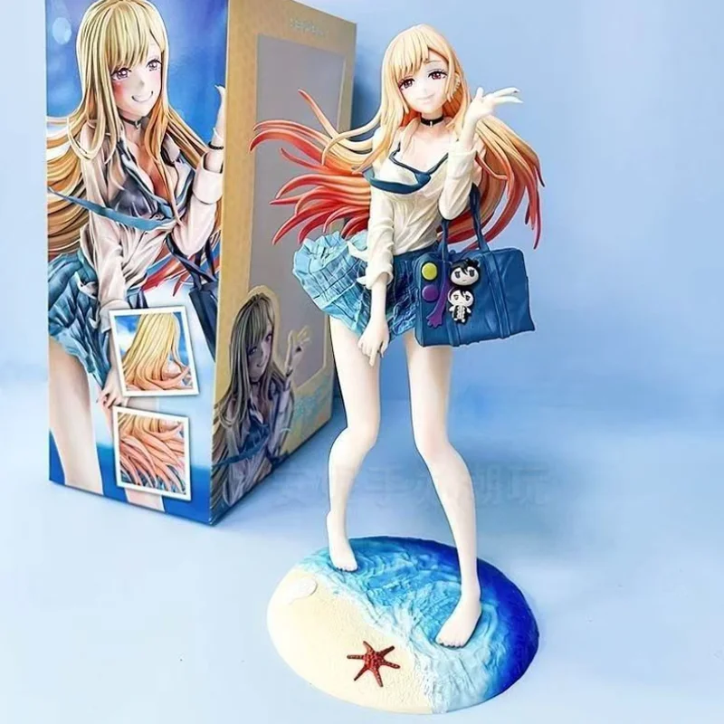27cm Kitagawa Marin Beach Ver PVC-Figur My Dress Up Darling Anime-Mädchen Sammlermodell Desktop-Dekoration Geschenk für Anime-Fans