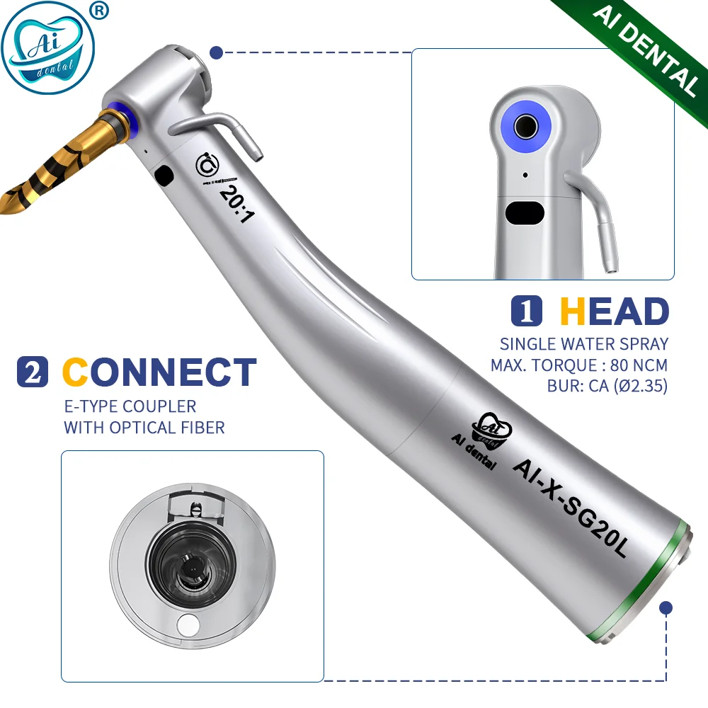 AI-X-SG20L Dental implant product contra angle 20:1 outer water spray handpiece cartridge & middle gear shaft supply for CA burs