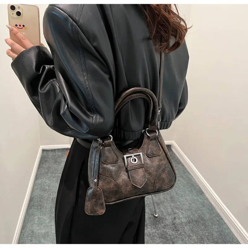 Vintage Solid Tote Hobos Shoulder Crossbody for Women Handbags Purse 2023 New Trendy Messenger Bag Satchel High Quality