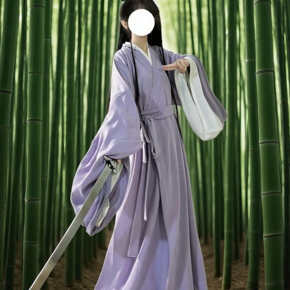 

Wei-Jin Dynasty Hanfu Set - Men's & Women's Cross-Collar Straight Dress Ancient Style Costume Chinese Traditional Outfit