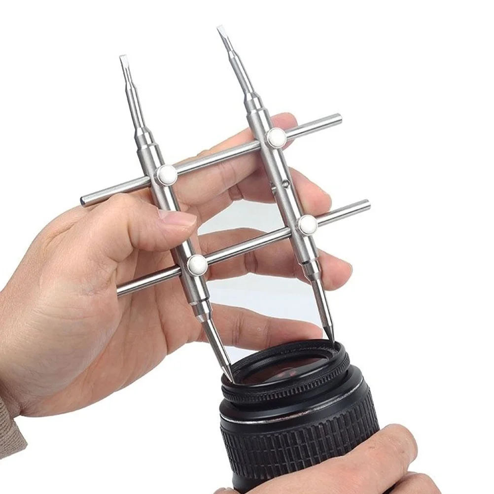 

Stainless Steel Cross Wrench Metal Lens Spanner For Camera Telescope Microscope Lens Removal Tool Durable Repairing Wrench