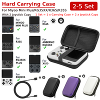 2-5 Set EVA Storage Bag Shockproof with 2 Joystick Caps Hardshell Case Waterproof for Miyoo Mini Plus/ANBERNIC RG35XX/R36S/R35S