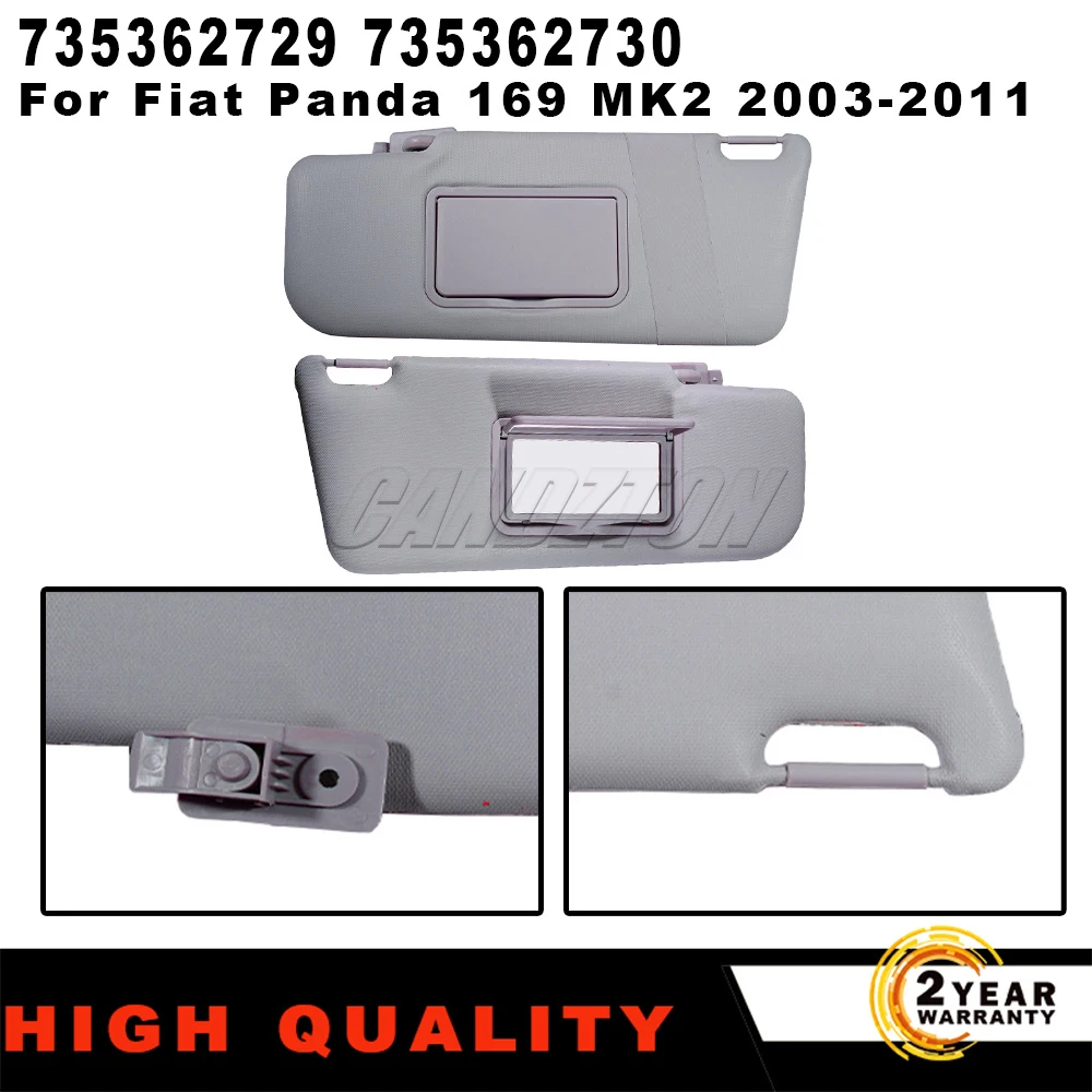 For Fiat Panda 169 MK2 Sun visor sunshade With Mirror and Pocket kit New Grey Left Right 735362729 735362730 car accessories