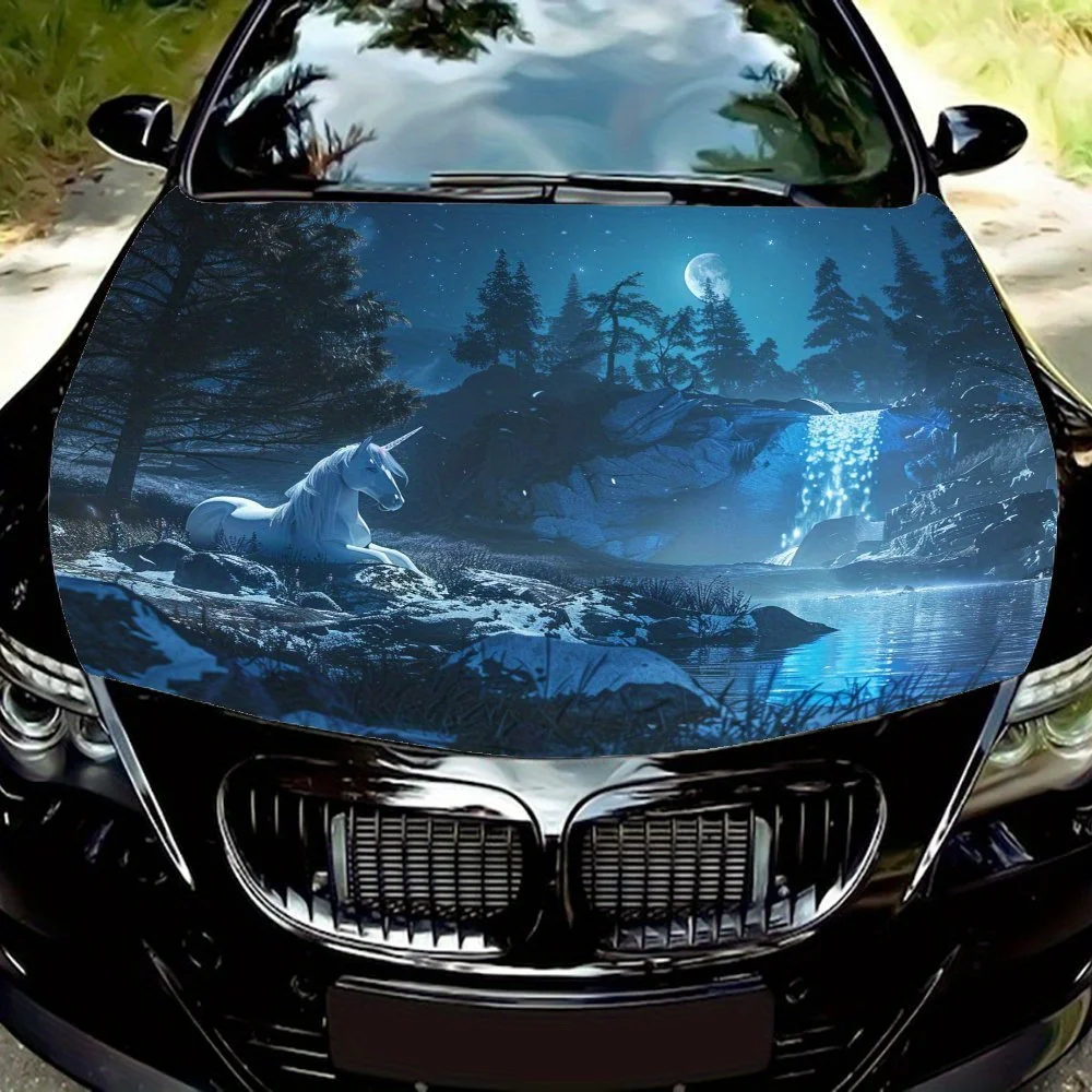 

Unicorns In The Forest At Night Car Hood Wrap Color Vinyl Sticker Truck Graphic Bonnet Auto Accessories Decor Decal Gift Easy To