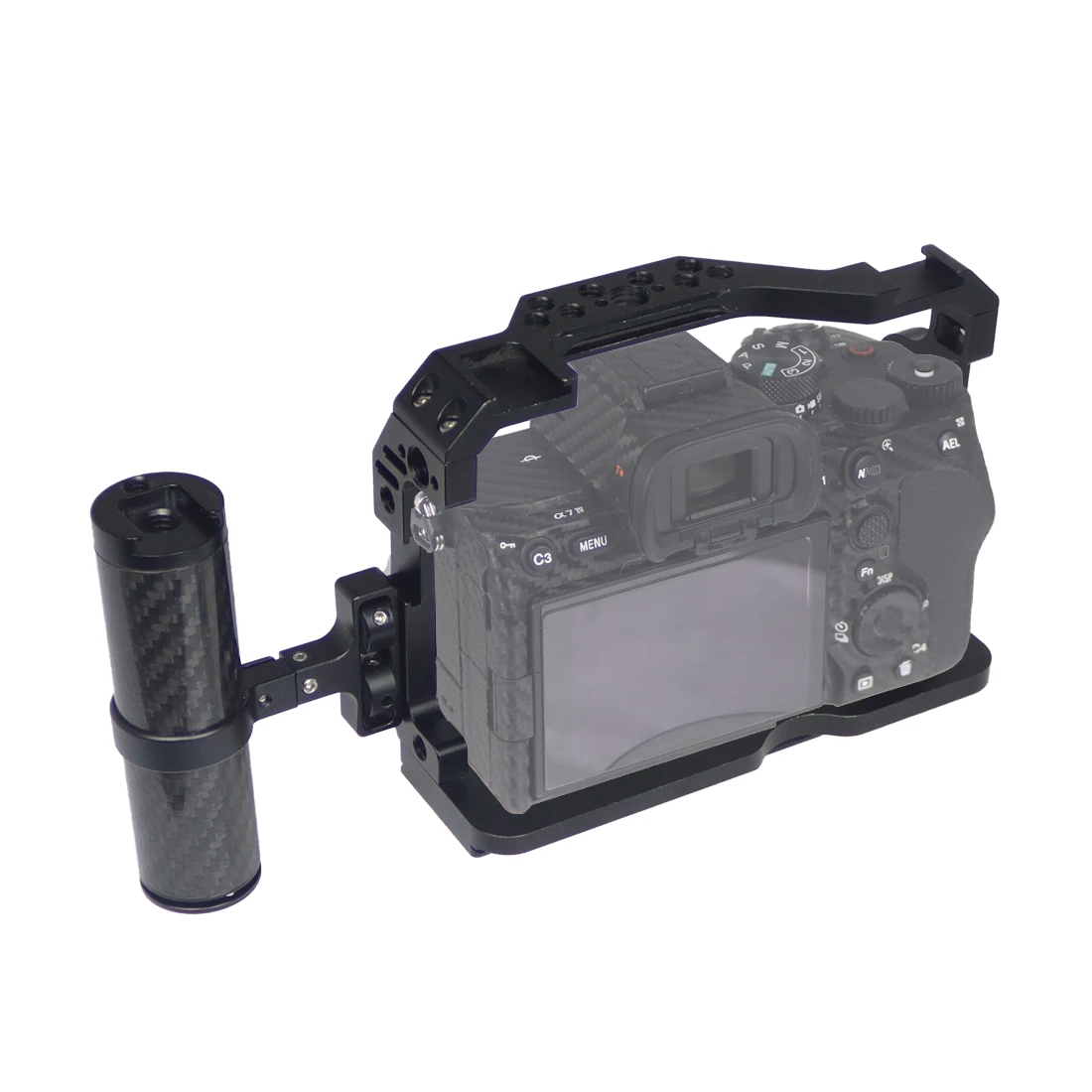 A7M4 A7R4 Kamera Vollkäfig Rig Griff Griff Arca-stil Kalten Schuh Halterung ARRI Ortung für Sony Alpha 7S III IV A7M3 A73 A7R3 A7S3 – Detail 36
