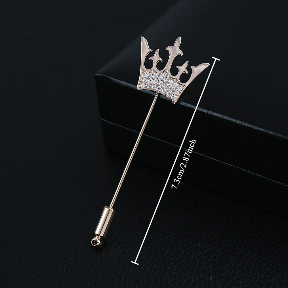 Crown Shaped Straight Pin Business Banquet Suit Shirt Collar Decoration Dress Light Luxury Texture Brooch Accessory