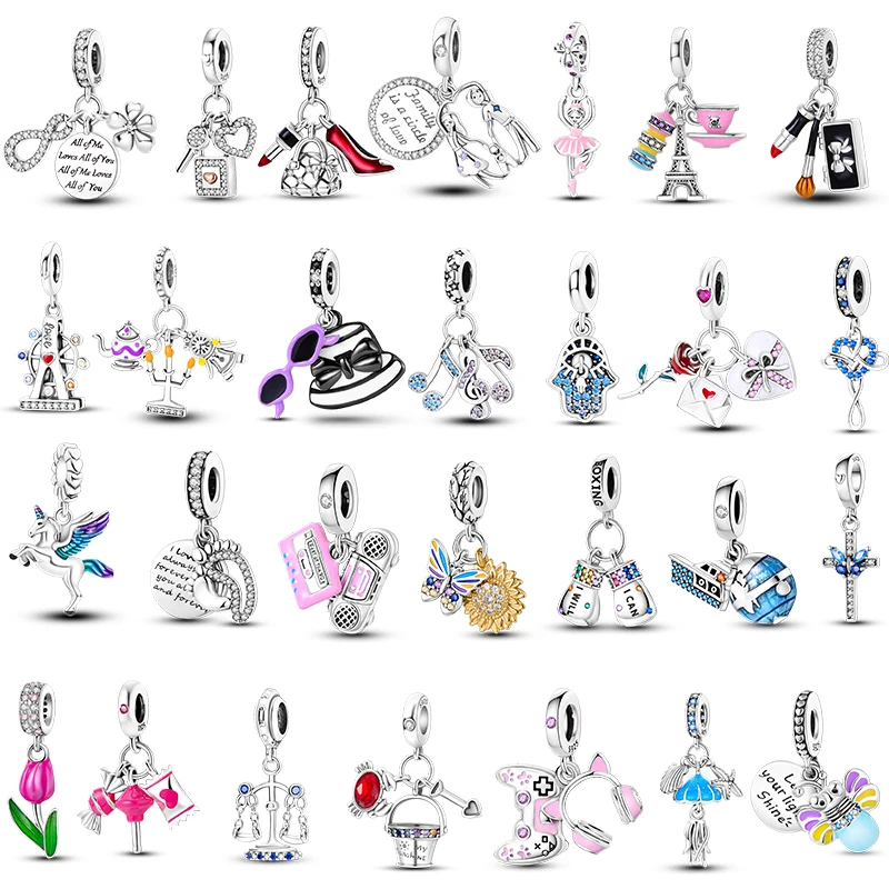 

Оригинальные стерлингового серебра S925, 100% очаровательные бусины, классический винтажный модный кулон, подходящий браслет, сделай сам, изготовление ювелирных изделий, подарок