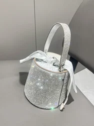 Shiny Crystal Clutch purse bucket Shoulder bag rhinestone Handmade purses and handbags luxury Designer Evening clutch Bag Purse