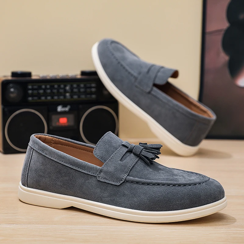 

Летние мужские лоферы, повседневная обувь, кожаные мокасины ручной работы, дышащие топсайдеры без шнуровки на плоской подошве, итальянская мужская обувь для вождения
