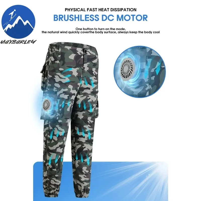 

2026 Summer Fan Cargo Pants Men -9℃ Ice Fishing Hunting Outdoor Work Camping Air Conditioning Worker Charging Cooling Sweatpants