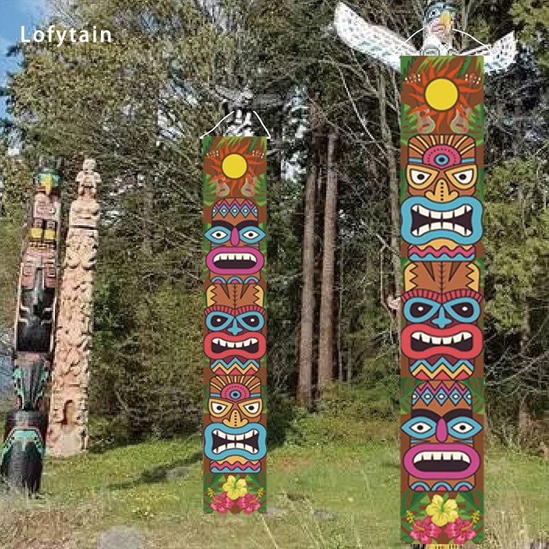 Lofytain dekoracja Halloween hawajskie Luau artykuły do dekoracji na imprezę drzwi Tiki Totem znak baner Aloha Hawaii