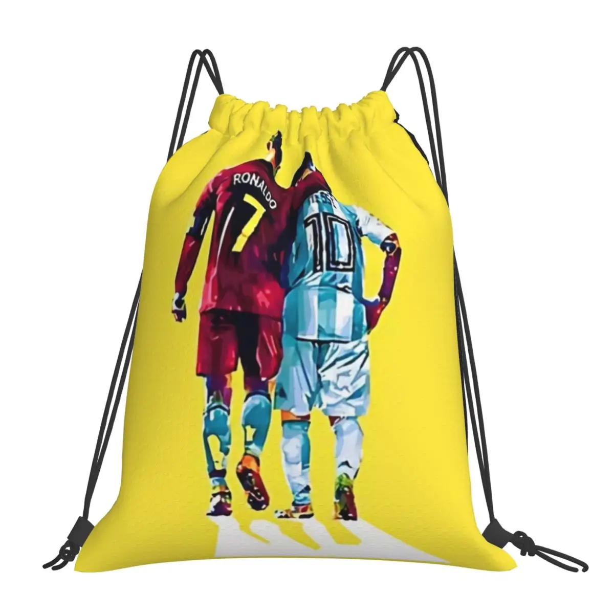 

Cristiano Ronaldo And Lionel Messi Portable Sports Bag Thicken Drawstring Belt Riding Backpack Gym Drawstring Shoes Bag