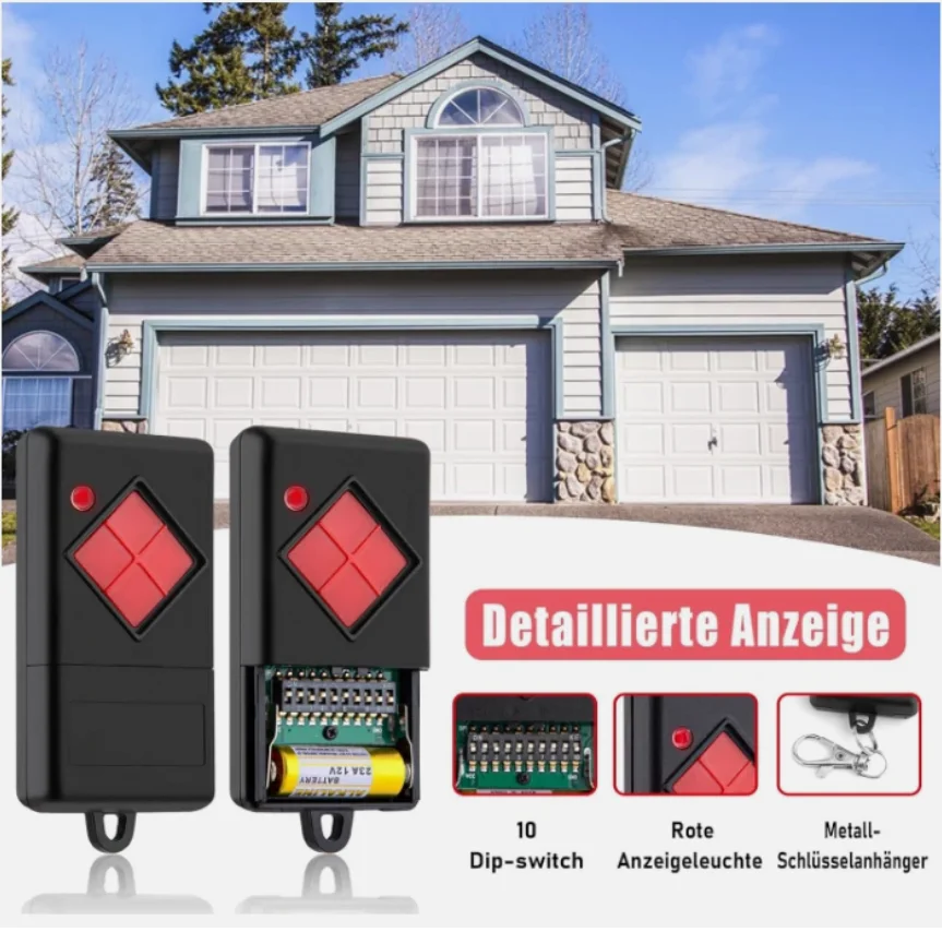 Compatible 27.015 MHz DICKERT MAHS27-01 MAHS27-04 Garage Remote Control 27MHz Red Button DICKERT Handheld Transmitter