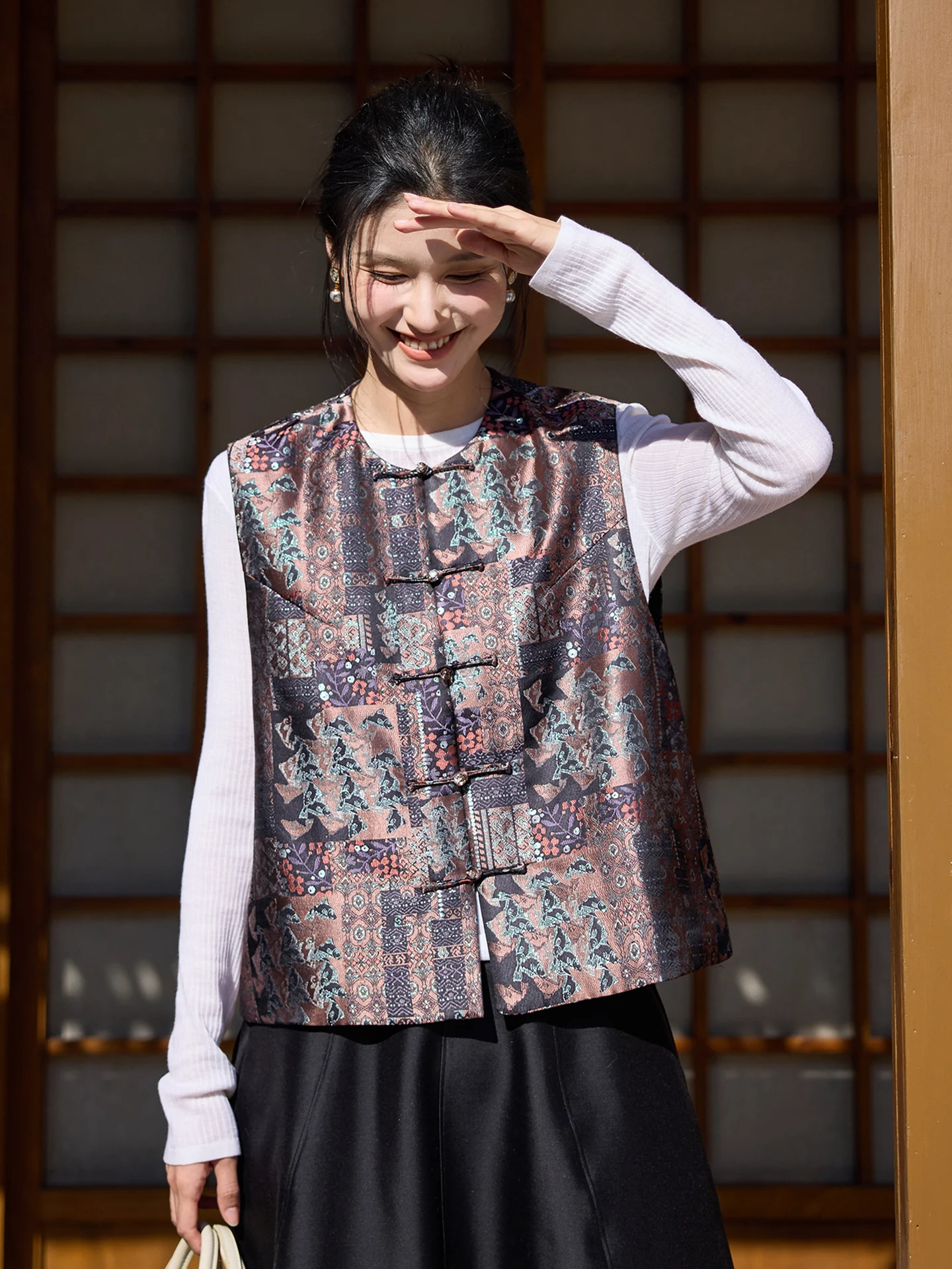 

Женский хлопковый жилет Philothia Silk с вышивкой, круглым вырезом, в традиционном китайском стиле, модный обновленный топ