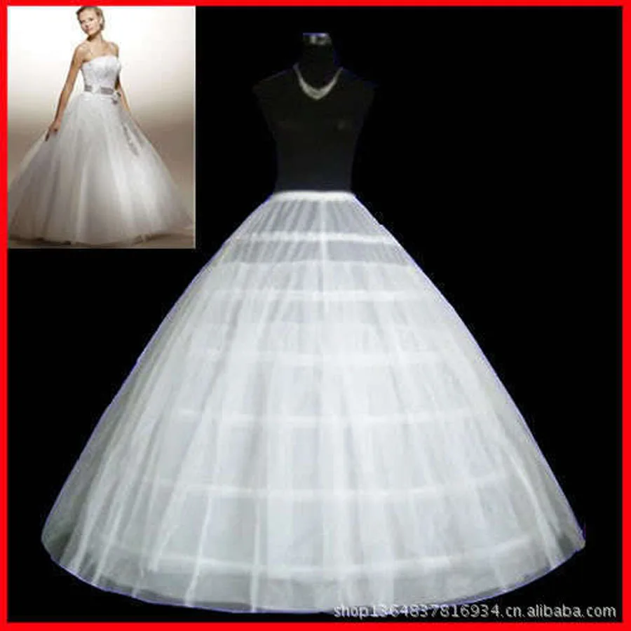 Petticoat 6 Hoop Skirt Crinoline Underskirt for Wedding Dress Floor Length Ball Gown Plus Size White