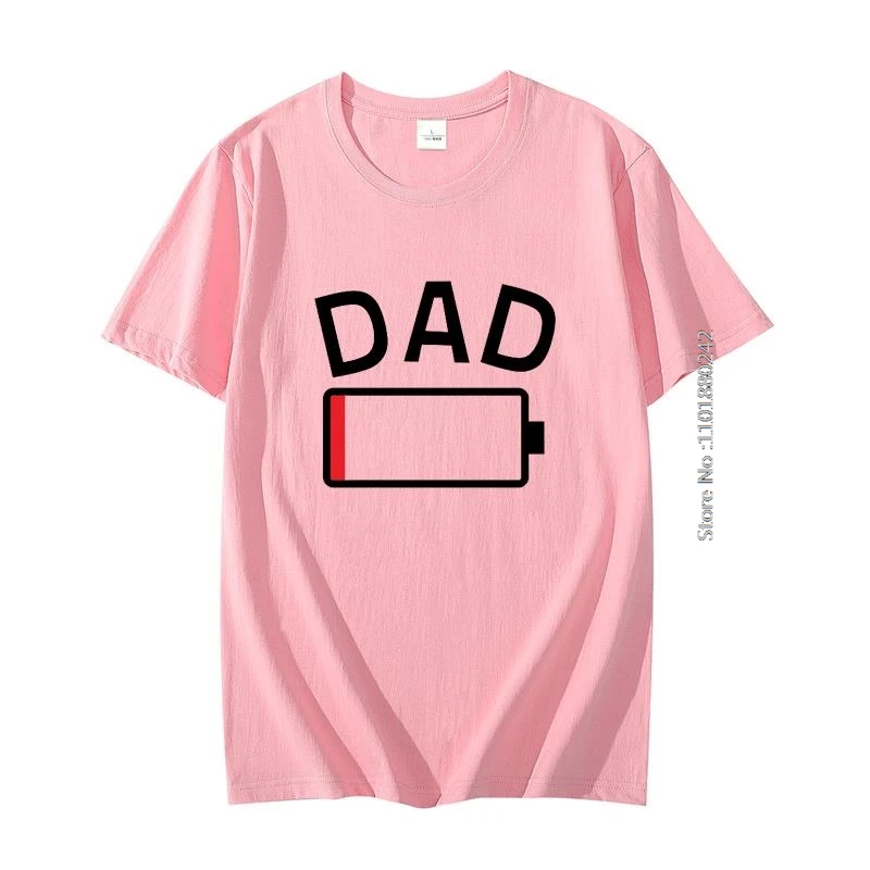 Funny Graphic T Shirts Dad Empty Power Battery Cotton Men's Short Sleeve T-Shirt Oversized T-Shirt Summer Men's Clothing