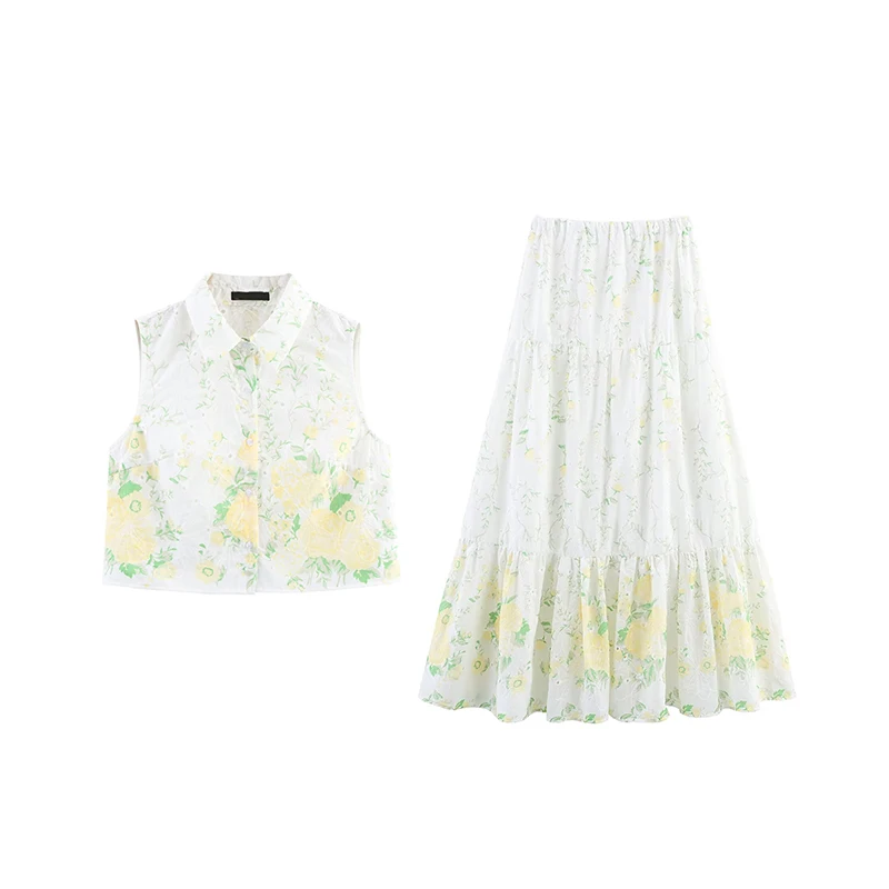 

Fre Sle Svel irt And Skirt Two-Piece Set Women's Faion Summer 2025 Polyester Fiber Button Closure Long Pants