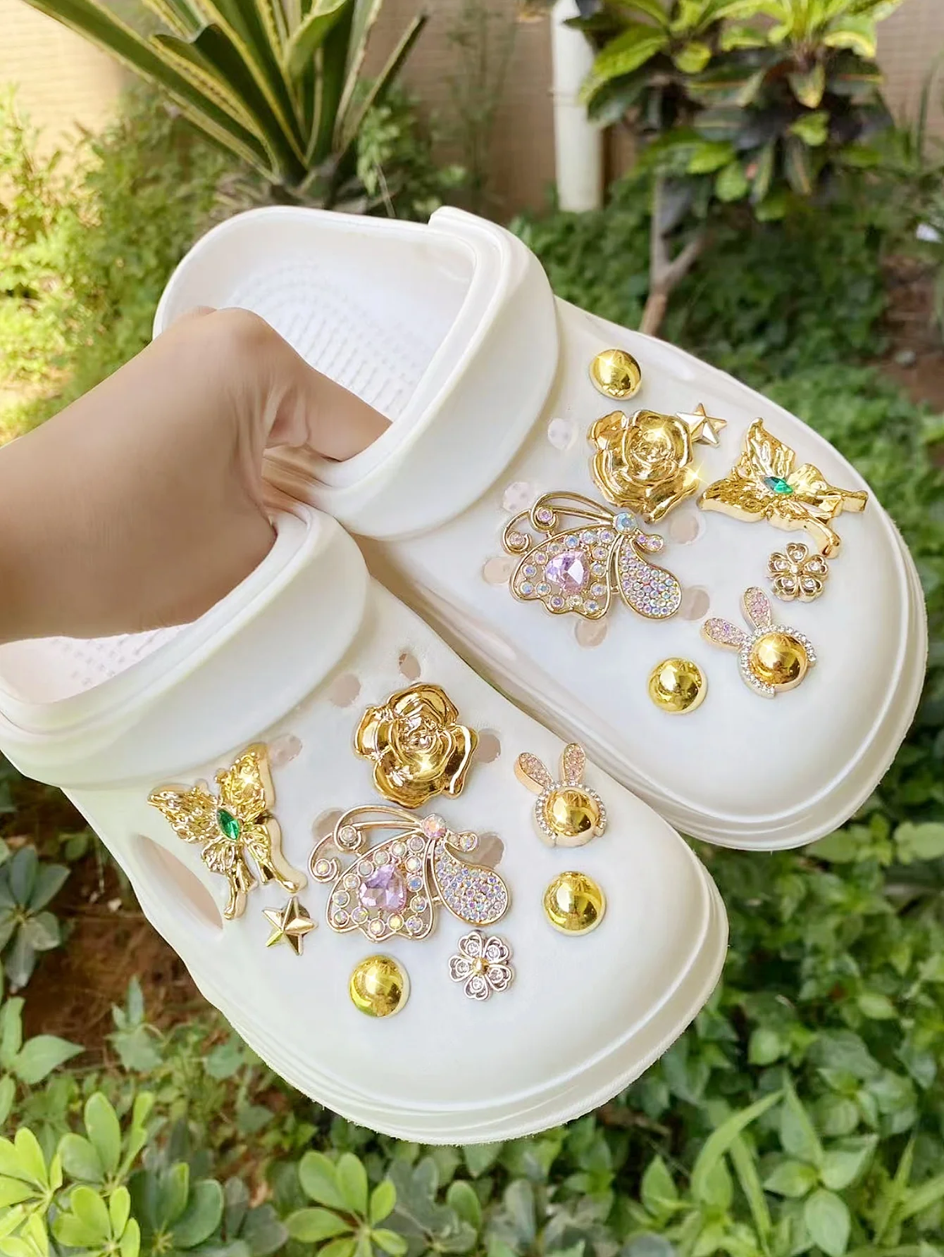 16 fashionable and elegant golden butterfly, rose, ABS pearl