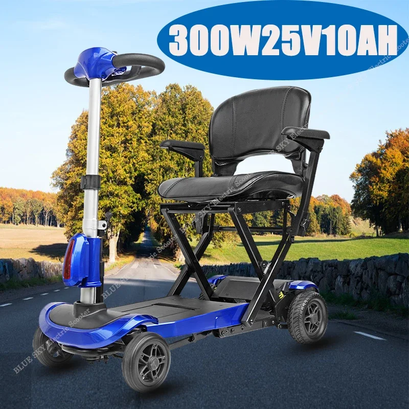 Electric Scooter Elderly Foldable Mini Small Mobility Scooter Handicapped Four Wheel With Basket 300W10AH Can Get On The Plane