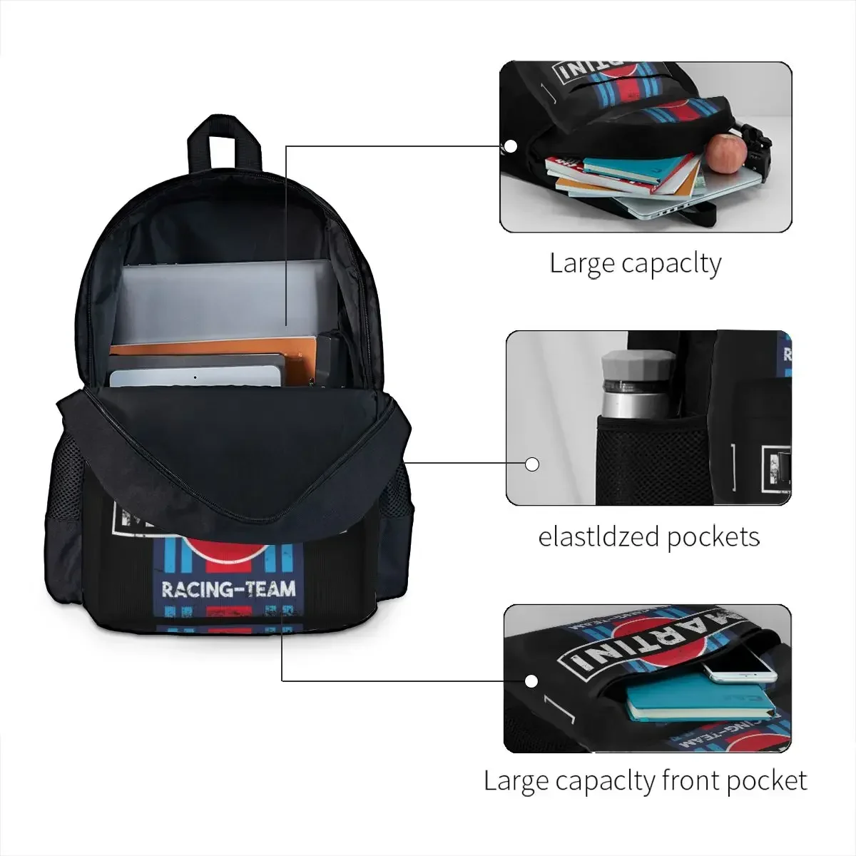 Martini Racing Team Rucksäcke Jungen Mädchen Büchertasche Kinder Schultaschen Cartoon Kinder Rucksack Laptop Rucksack Umhängetasche