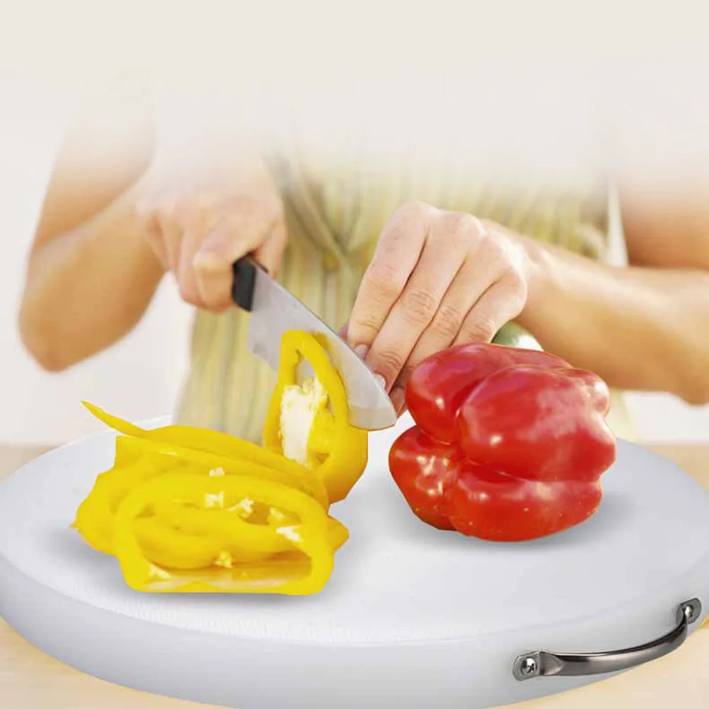 

Plastic Cutting Board Round Thick 38x2cm Non Stick Surface Handle Kitchen Chopping Block for Meat Fish Plastic Cutting Board