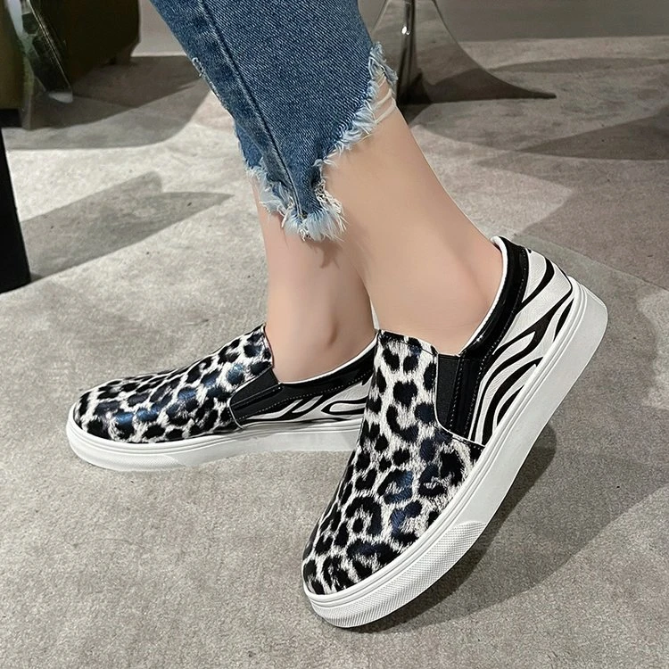 Women\'s Casual Canvas Slip on Sport Shoes 2023 New Spring Fashion Designer Leopard Print Sneakers Loafers Ladies Flat Shoes