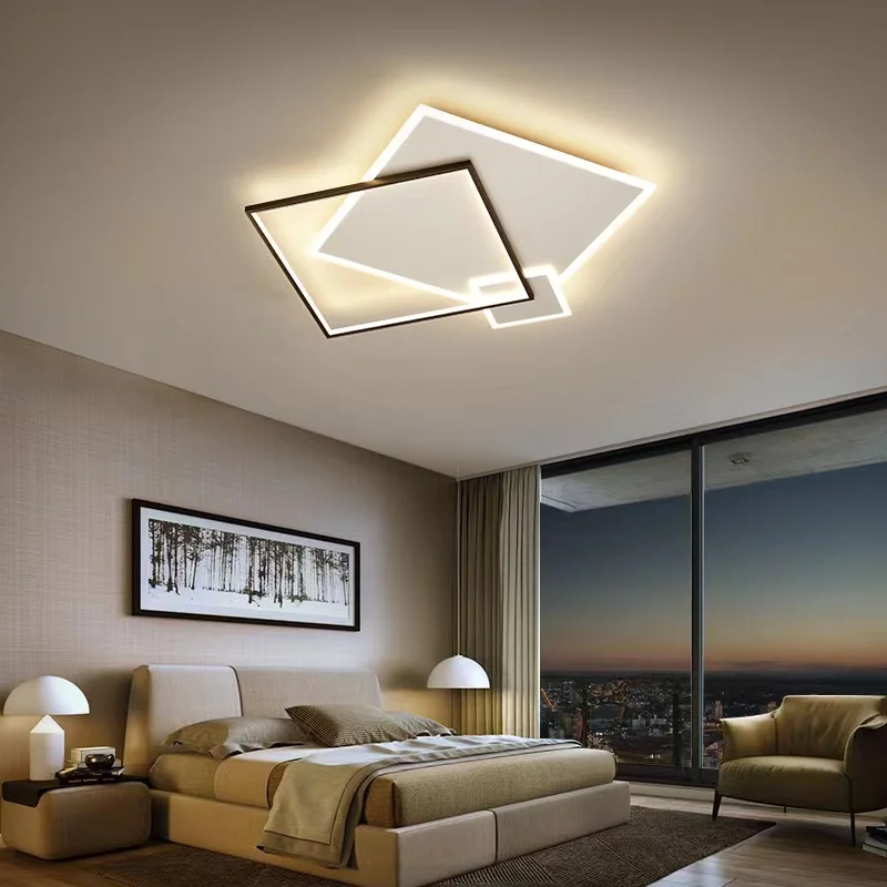 

Luxury Modern Led Chandeliers Bedroom Ceiling Light Remote Control Dimmable Lustre Salon Living Room Decor 3 Square Ceiling Lamp