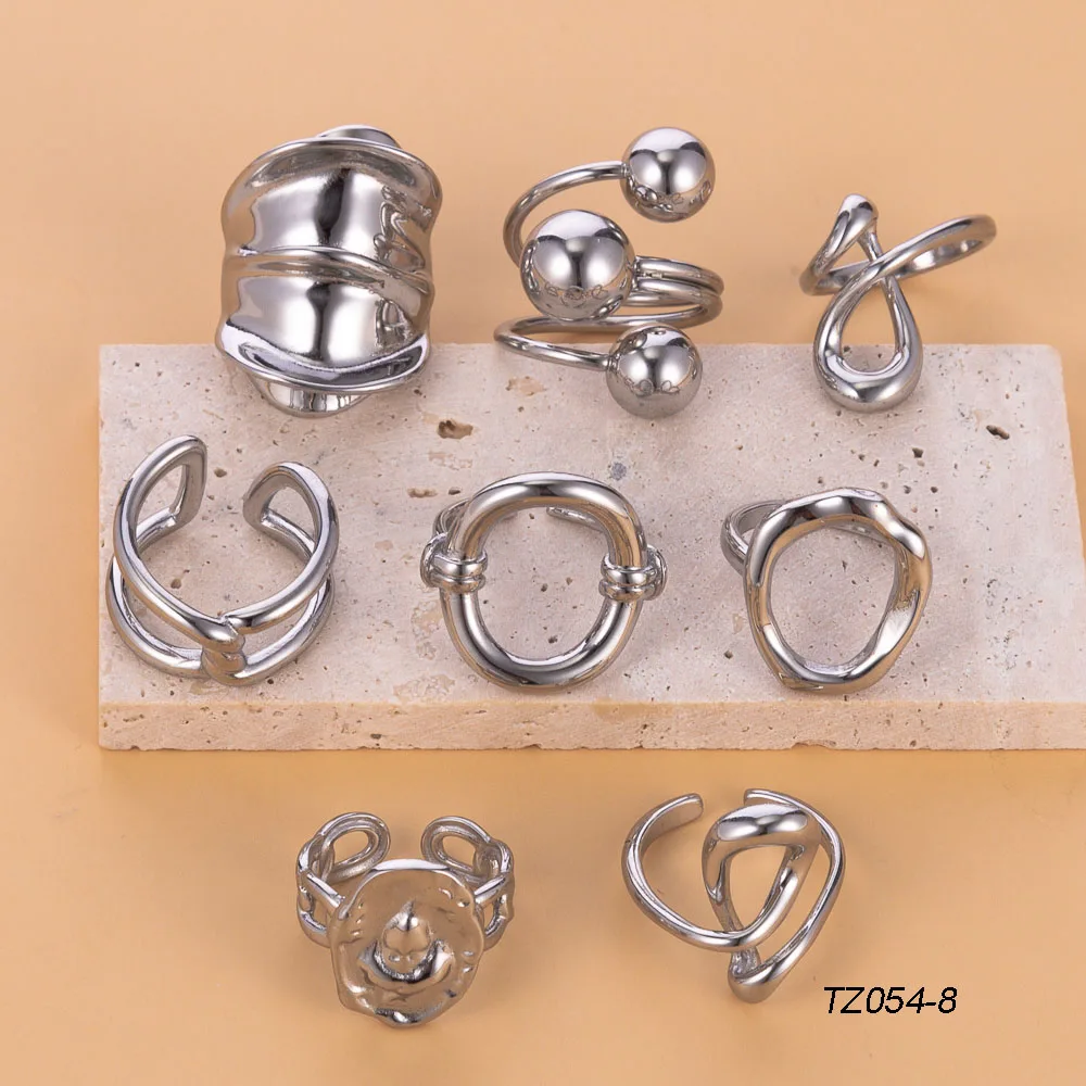 CARLIDANA Stainless Steel Silver Color Open Irregular Circle Finger Rings Titanium Steel Personalized Geometric Open Ring Women