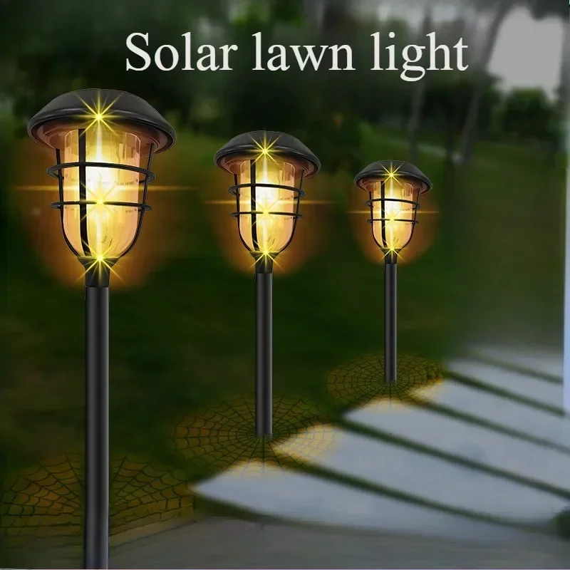 LED Solar Outdoor Pathway Lights Tungsten Filament Bulb Solar Path Walkway Lighting Waterproof Landscape Yard Lawn Driveway