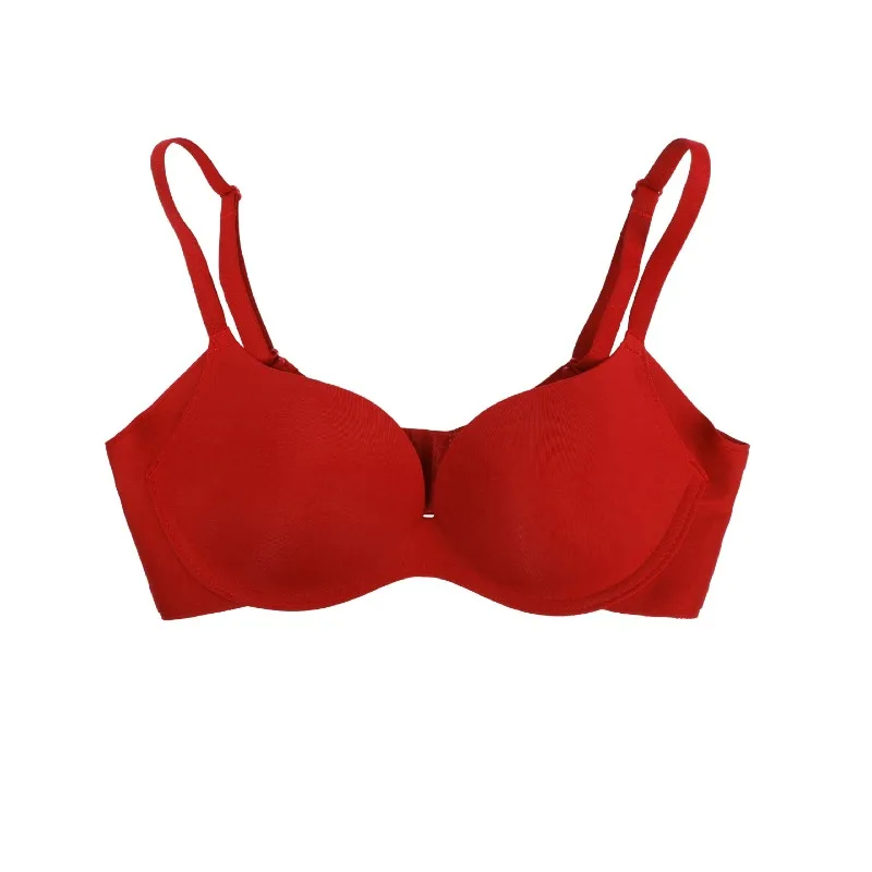 Traceless Nude Feeling Small Chest Gathers Push Up Summer Women's Breast Gather New Red Primordial Year Underwear Everyday