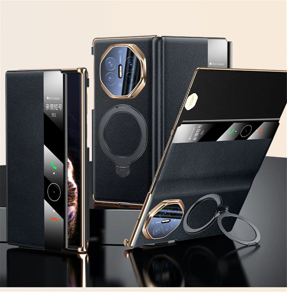 

Genuine Cowhide Leather Flip Case for Huawei Mate XT XTS Magnetic Bracket Cover