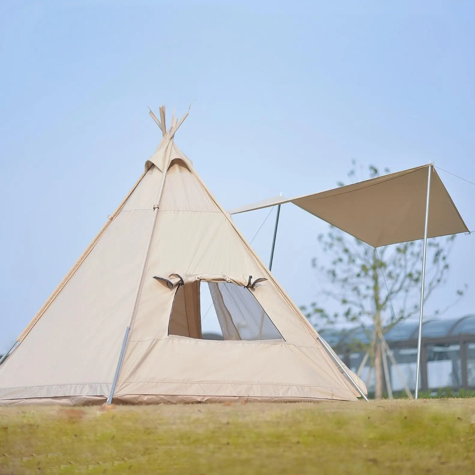 

Customized Logo Outdoor Hiking Travel Relaxing Use Triangle Shape Camping Tent with UV Protection