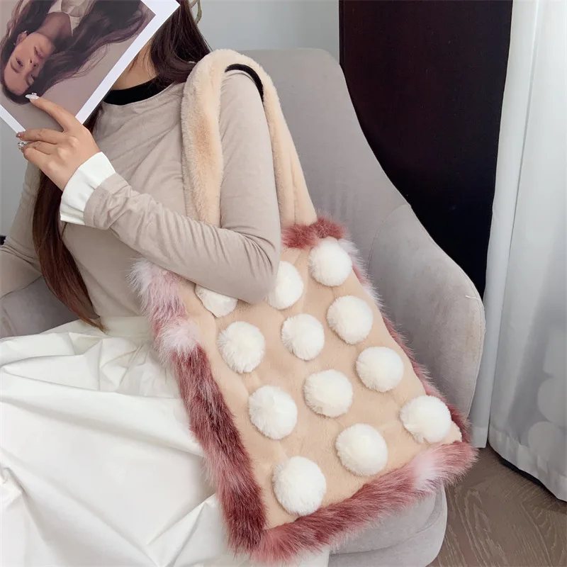 Large Capacity Plush Tote Bags for Woman Shoulder Bags Cute Handheld Shopping Bags Class Bag for Girl Bolsas Femininas Сумка 가방