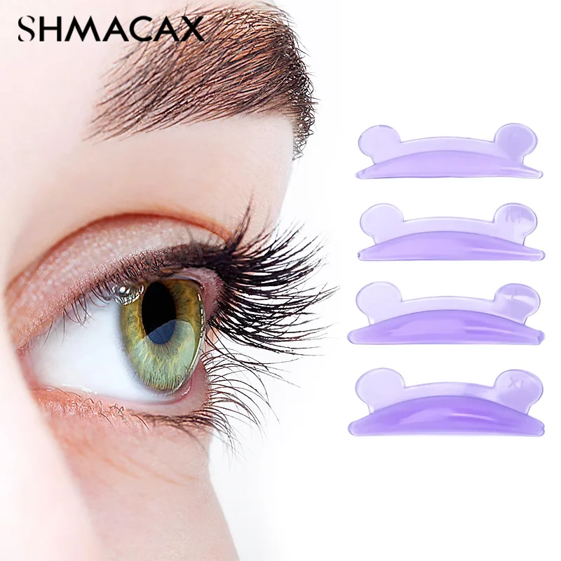 Bear Shape Eyelash Lift Silicone Pads, pestana Perm, 3D Curler, Eye Patches, Ferramentas Aplicador, Acessórios de Extensão Cílios, 4 Pairs