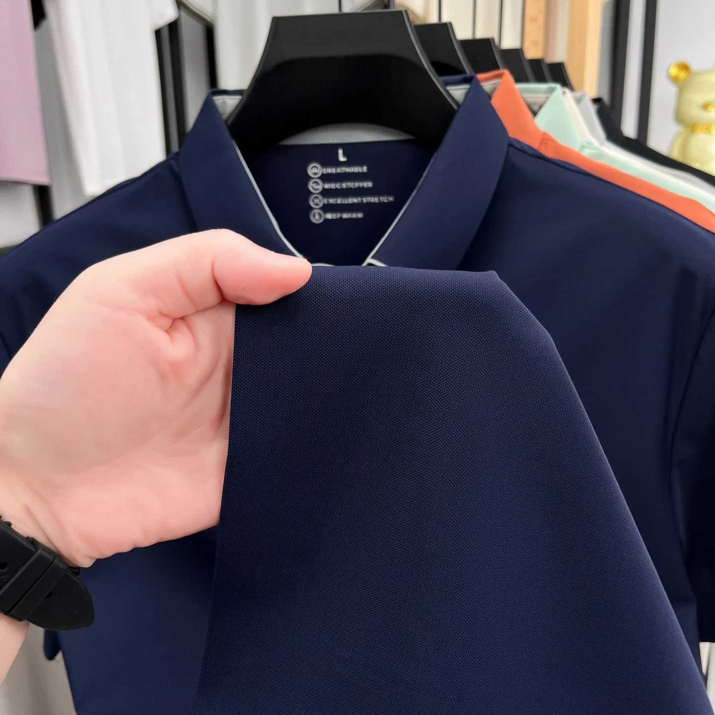 Hochwertiges Eisseide-Kurzarm-Poloshirt, Marken-Luxus, geprägt, modisch, neu, Herren-Sommer-T-Shirt, atmungsaktiv, lässig, Business-T-Shirt – Detail 19