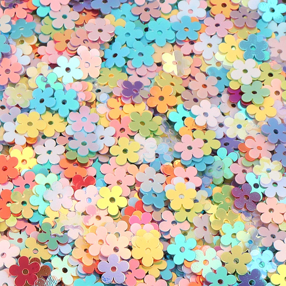 

6.8mm 30g Five-Leaf Flower-Shaped PVC Bulk Mixed Sequined Star Glitter Sewing Clothing DIY Home Decoration Accessories Crafts