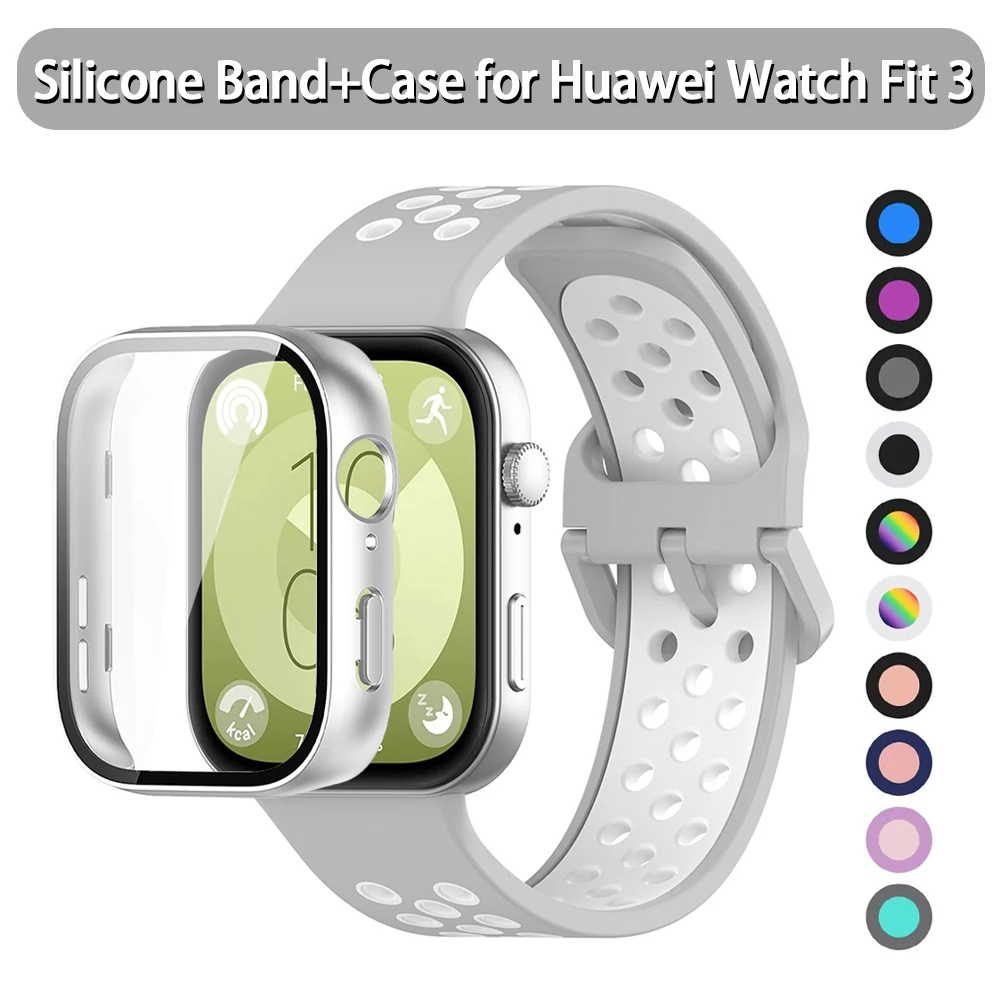 

Case+Silicone band For Huawei Watch Fit 3 Strap Accessories Sprot breathable Replacement Correa Bracelet Huawei Watch fit3